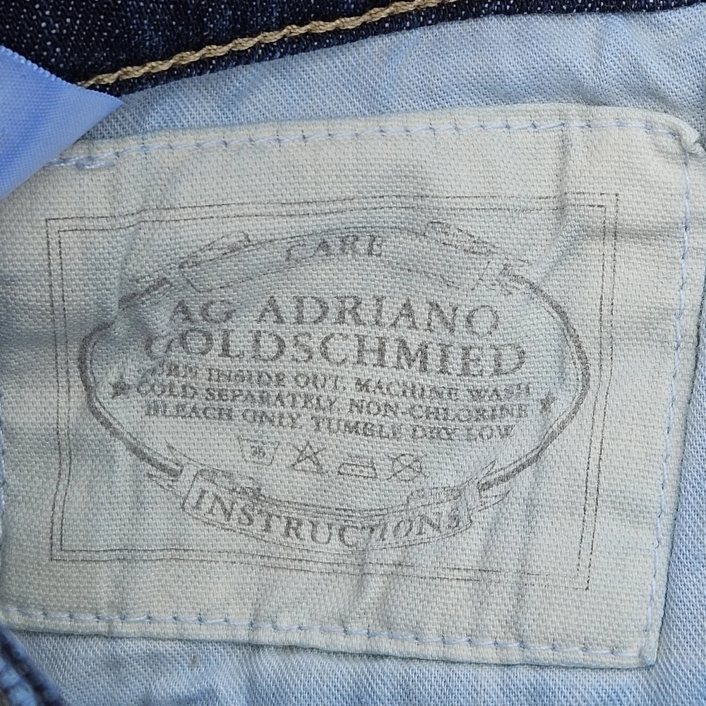 AG Adriano Goldschmied The Kiss Slim Straight Jeans Medium Wash Low Rise Sz 30R